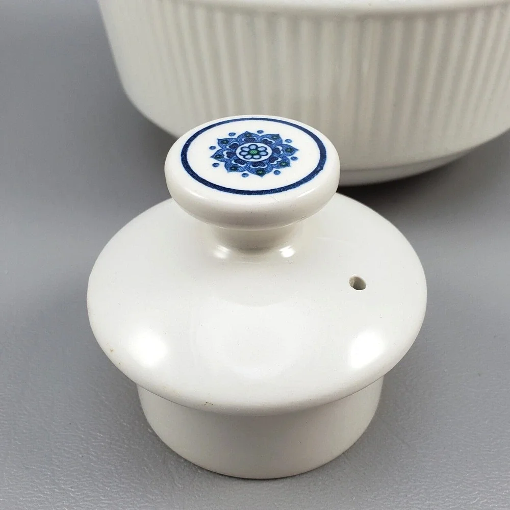 Amcrest Potomac Teapot Ironstone White BlueGreen Design 1960's MCM Japan Vintage